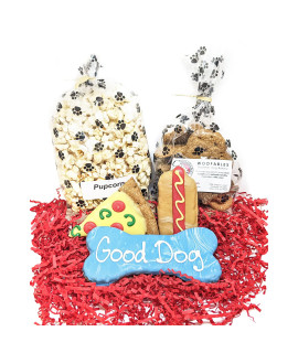 Woofables Gourmet Dog Bakery Small Good Dog Treat Gift Box with Pupcorn, Hand-Decorated Treats & More | Homemade, Fresh, Human-Grade, All-Natural Ingredients | Corn, Soy & Preservative Free | USA Made