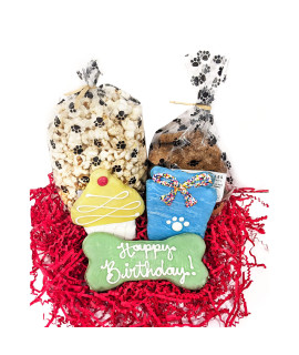 Woofables Gourmet Dog Bakery Small Birthday Treat Box with Pupcorn, Hand-Decorated Treats & More | Homemade, Fresh, Human-Grade, All-Natural Ingredients | Corn, Soy & Preservative Free | USA Made