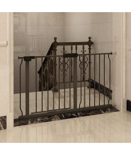 COSEND Extra Wide Pressure Mount Baby Gate Walk Through Auto Close White Metal Child Dog Pet Indoor Safety Gates for Stairs,Doorways,Kitchen and Living Room (43.31-48.03/110-122CM, Black)