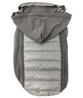 Pet Life Apex Lightweight Hybrid Stretch and Quick-Dry Dog Coat with Pop Out Hood, MD, Grey