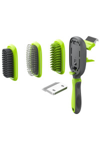 Pet Life ? 'Conversion' 5-in-1 Interchangeable Dematting and Deshedding Bristle Pin and Massage Grooming Pet Comb