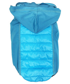 Pet Life Apex Lightweight Hybrid Stretch and Quick-Dry Dog Coat with Pop Out Hood, LG, Blue