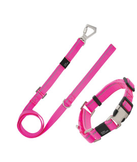 Pet Life Advent Outdoor Series Reflective Training Dog Leash and Collar, SM, Pink