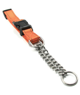 Pet Life Tutor-Sheild Martingale Safety and Training Chain Dog Collar, SM, Orange