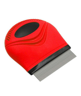 Pet Life 'Grazer' Red Handheld Travel Grooming Cat and Dog Flea and Tick Comb, 2.64 in