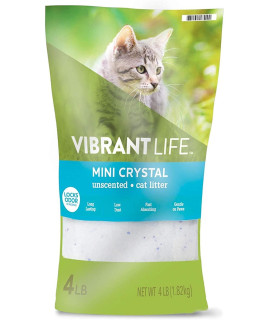 Vibrant Life Cat Litter Ultra Premium Crystals Litter, Unscented Non Clumping Cat Litter 4-Lb, 3 Packages One Pack