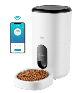Flurff Automatic cat Feeder, 6L WiFi Enabled Smart Pet Feeder with Stainless Steel Bowl, Auto Dog Feeder with APP control, 1-10 Meals Per Day, 10s Voice Recorder