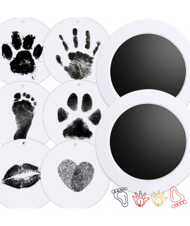 Ink Pad For Baby Hand And Footprints, 2Pcs Clean Touch Ink Pads With 6 Imprint Cards, Dog Paw Print Kit, Doesnat Touch Skin, Inkless Print Kit Safe Non-Toxic For Newborn Baby, Family Keepsake