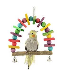 Opytr Birdcage Multi-Color Bird Swing Wooden Bird Swings Budgie Swing Toysbird Swing Chewing Toys For Small Parakeets Love Birds Etc. Durable