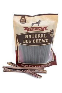Bully Bunches Premium Beef Jerky Gullet Sticks - Rawhide Free - Single Ingredient,100% Digestible & Safe Beef Chews for Dogs (12 Inch, 50 Pack)