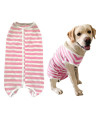 Kukaster Pet Dogas Recovery Suit Post Surgery Shirt For Female Male Dog, E-Collar Alternative Wound Protective Clothes (Pink White Stripe-3Xl)