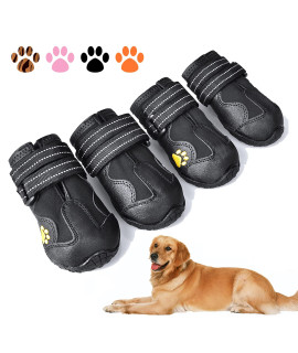 XSY&G Dog Boots,Waterproof Dog Shoes,Dog Booties with Reflective Rugged Anti-Slip Sole and Skid-Proof,Outdoor Dog Shoes for Medium Dogs 4Pcs-Size 1