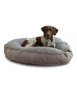 Happy Hounds Scout Deluxe Round Pillow Style Sherpa Dog Bed, Large, Gray