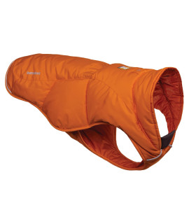 RUFFWEAR, Quinzee Insulated, Water-Resistant Jacket for Dogs with Stuff Sack, Campfire Orange, X-Small