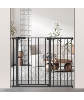 385 Extra Tall Pet Gate Pressure Mounted - Walk Through Baby Gates With Door For The House Stairs Doorways - Puppy Doggy Dog Gates Fence Child Safety Gate 4882-5157 Wide