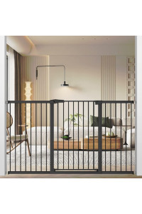 Stand 385 Extra Tall Dog Gate For The House - 6535-6811 Wide Long Large Pressure Mounted Baby Gates With Door For Stairs Doorways - Walk Through Indoor Toddler Puppy Pet Safety Gate