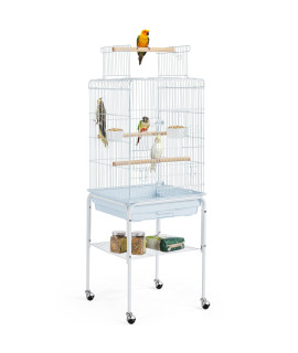 Yaheetech Play Open Top Parrot Bird Cages For Sun Parakeet Cockatiel Green Cheek Conure Lovebird W Detachable Rolling Stand White