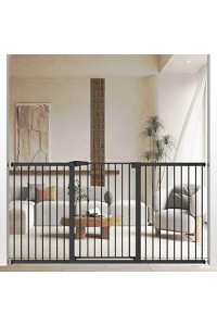 Stand 385 Extra Tall Dog Gate For The House - 6811-7087 Wide Long Large Pressure Mounted Baby Gates With Door For Stairs Doorways - Walk Through Indoor Toddler Puppy Pet Safety Gate