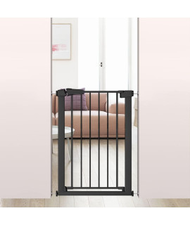 385 Extra Tall Narrow Pet Gate - Walk Through Baby Gates With Door For The House Stairs Doorways - Child Puppy Dog Gates Fence Pressure Mounted Safety Gate 2401-2677 Wide Black