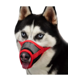 Dog Muzzle With Adjustable Velcro To Prevent Biting Barking And Chewing, Air Mesh Breathable Pet Muzzle For Small Medium Large Dogs (Xl, Red)