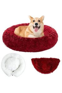 MoMoPal Donut Dog Bed,Washable Calming Pet Bed with Zip,Fluffy Round Dog Beds& Furniture for Small Medium Large Dogs Cats