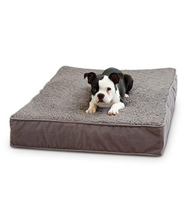 South Pine Porch Ollie Rectangle Orthopedic Foam Sherpa Dog Bed, Small, Gray