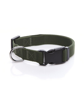 Adjustable Nylon Dog Collar, Durable pet Collar 1 Inch 3/4 Inch 5/8 Inch Wide, for Large Medium Small Dogs(5/8 Inch, Green)