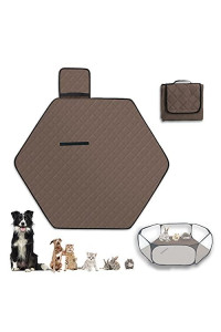 Zhilishu Hexagon Washable Liner For Small Animal Playpen, Portable Reusable Guinea Pig Playpen Pad Hamster Cage Pee Pad Super Absorbent Indoor Waterproof Anti-Slip For Rabbit Bunny (Brown)