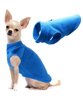 Dog Fleece Vest Soft Winter Jacket Sweater with D-Ring Leash Cold Weather Coat Hoodie for Small Medium Large Dogs Blue Small