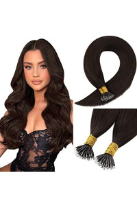 Sunny Dark Brown Nano Hair Extensions Real Human Hair Nano Bead Hair Extensions Silky Nano Tip Hair Extensions Thick End 50G 16Inch