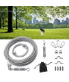 Prebene Dog Runner for Yard, 114ft Dog Tie Out Cable, Trolley System for Small/Large Dogs up to 200lbs, with 8.2ft Dog Runner, Dog Leads for Yard | Camping | Park, with Damping Pulley