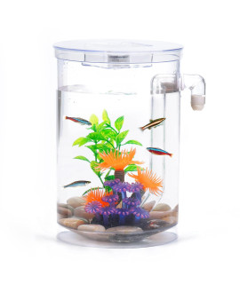Betta Fish Tank, 360 Aquarium with LED Light, 1 Gallon Fish Bowl, Small Fish Tank Starter Kit, Beta Fish Tank Self Cleaning as Desktop Decoration for Office Home Room Decor