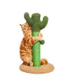 Cat Scratching Post 25.6 Cactus Cat Post Cat Scratcher with Cat Ball Toy for Kittens and Small Cats -Yellow