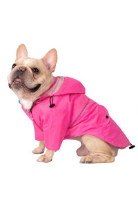HDE Dog Raincoat Double Layer Zip Rain Jacket with Hood for Small to Large Dogs Pink - M
