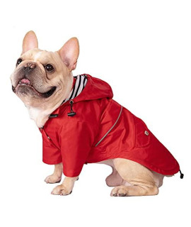 HDE Dog Raincoat Double Layer Zip Rain Jacket with Hood for Small to Large Dogs Red - M
