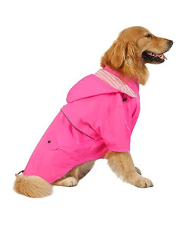 HDE Dog Raincoat Double Layer Zip Rain Jacket with Hood for Small to Large Dogs Pink - 2XL