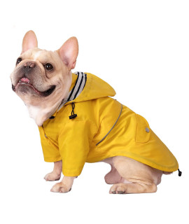 HDE Dog Raincoat Double Layer Zip Rain Jacket with Hood for Small to Large Dogs Yellow - L
