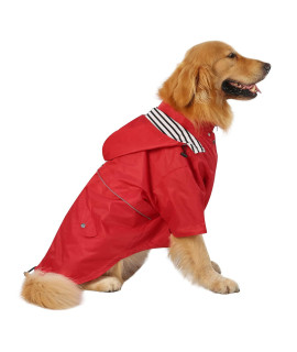 HDE Dog Raincoat Double Layer Zip Rain Jacket with Hood for Small to Large Dogs Red - XL