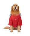 HDE Dog Raincoat Double Layer Zip Rain Jacket with Hood for Small to Large Dogs Red - 2XL