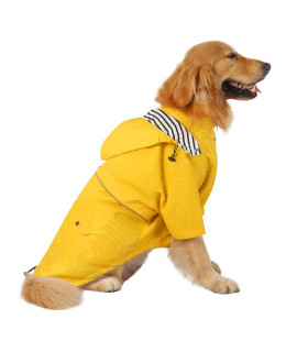 HDE Dog Raincoat Double Layer Zip Rain Jacket with Hood for Small to Large Dogs Yellow - XL