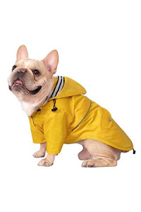HDE Dog Raincoat Double Layer Zip Rain Jacket with Hood for Small to Large Dogs Yellow - S