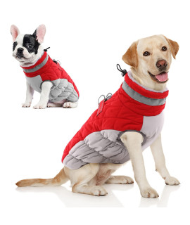 Aofitee Winter Dog Coat Warm Fleece Dog Jacket For Cold Weather, Reflective Zip Up Puppy Dog Sport Vest With Leash Rings, Outdoor Pet Sweater Apparel Clothes For Small Medium Large Dogs, Red S