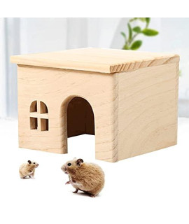 Square Small Hamster's Hedgehog Nest Small Animal Hideout Made of Natural Wood Chewy Small pet cage with Window Suited for Pet Rats Hamsters Hedgehog