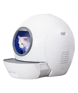 Automatic Self-Cleaning Cat Litter Box Fully Enclosed Electric Cleaner Smart Cat Toilet with Deodorant for Cat Weight and Cleaning White