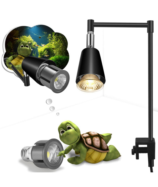 Fischuel Flexible Heating Lamp UVB Lamp with clamp Fixtures, Reptile and Aquarium, Terrarium and Vivarium Basking Lamps and Spotlight, comes with 3 BulbsTwo 50W UVB Bulb Spotlight Bulb(E27,110V)