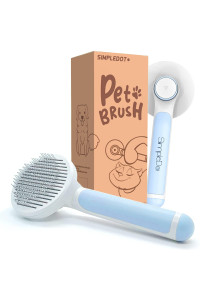 SimpleDot Self cleaning Slicker Brush for Dogs and cats, Pet grooming Brush, Pet hair brush for Removes Undercoat Loose hair, Mats, Tangled and Dirt, Massages, for all hair types Dogs and cats (Blue)