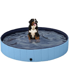 HAPPAWS Foldable Pet Dog Pool, 63-inch Portable Kiddie Pool, Hard PVC Bathing Tub, Water Trough, Outdoor& Indoor Swimming Pool for Dogs Cats and Kids