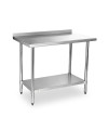 Stableink Nsf Stainless Steel Table, 24 X 36 Inches Metal Prep & Work Table With Backsplash, Adjustable Undershelf And Table Foot, For Commercial Kitchen, Restaurant, Hotel And Garage (Without Caster Wheels)