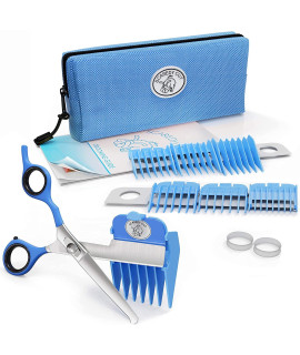 SCAREDY CUT Silent Pet Grooming Kit for Dog, Cat and All Pet Grooming - A Quiet Alternative to Electric Clippers for Sensitive Pets (Left-Handed Blue)