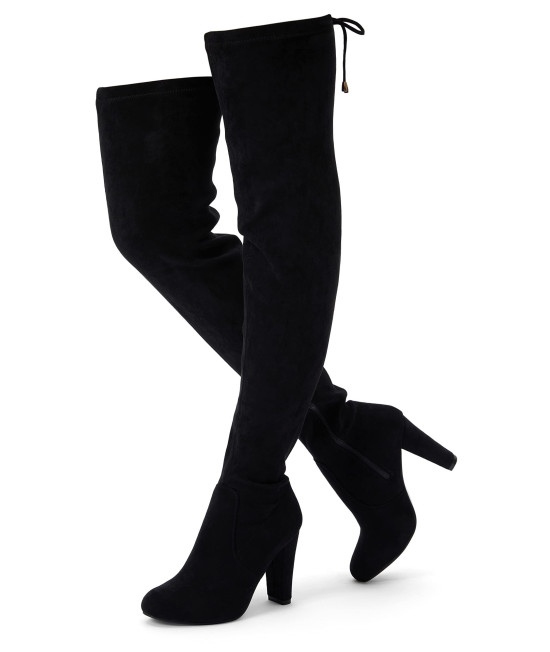 Vepose Womens 93 Over The Knee Boots Black Suede Long Thigh High Boot High Heel With Inner Zipper Size 6(Cjy993 Black 06)
